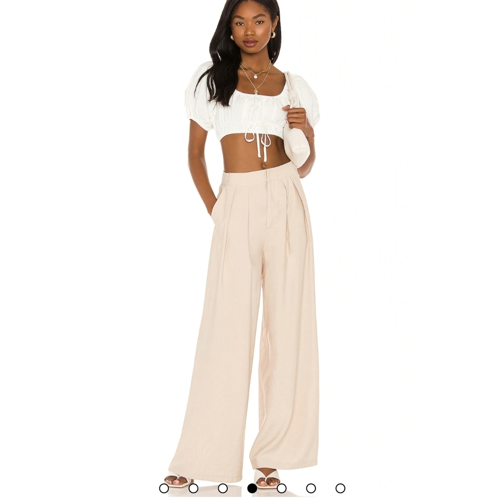 Women's Cream Wide-Leg Pants